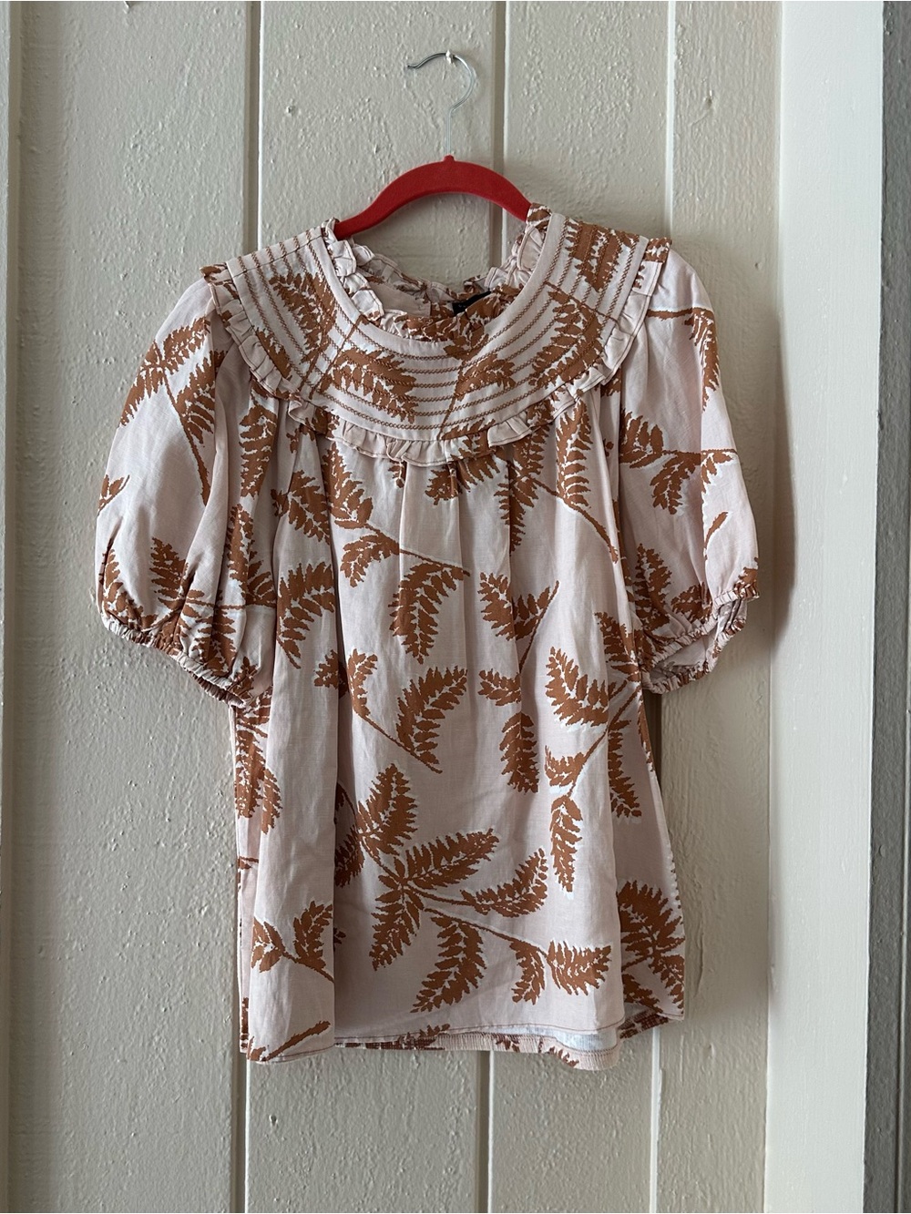 NEW CURRENT AIR BROWN CREAM PRINT  BLOUSE TOP WOW L